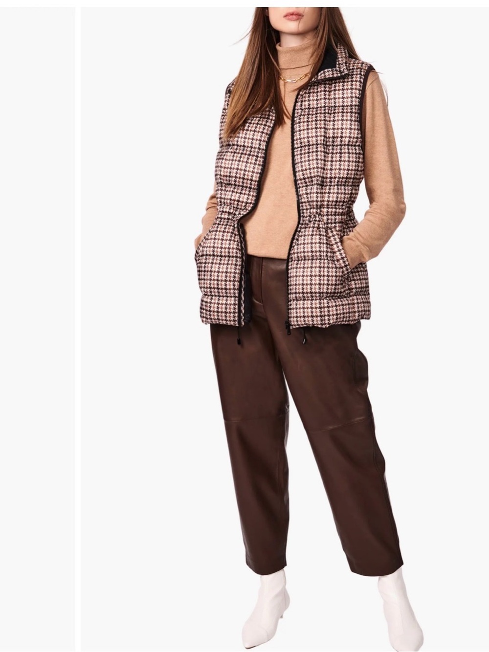 Bernardo Water Resistant Houndstooth Quilted Puffer Vest XXL NWT